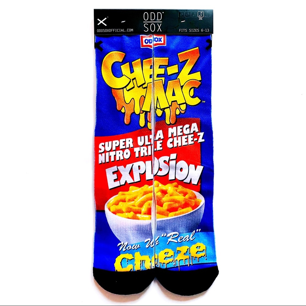 Odd Sox Chee-Z Mac N’ Cheese Crew Socks Mac and Cheese Mens Womens Fun Gift